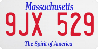 MA license plate 9JX529