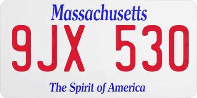 MA license plate 9JX530