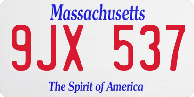 MA license plate 9JX537