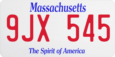 MA license plate 9JX545