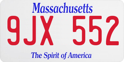 MA license plate 9JX552