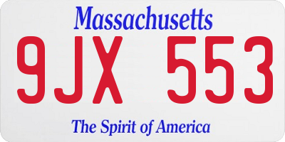 MA license plate 9JX553