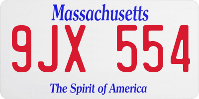 MA license plate 9JX554
