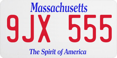 MA license plate 9JX555