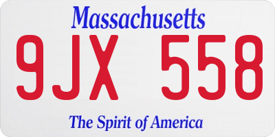 MA license plate 9JX558