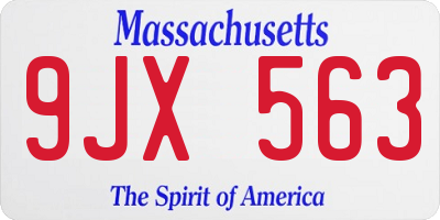 MA license plate 9JX563