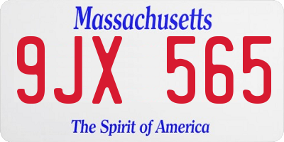 MA license plate 9JX565