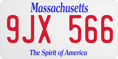 MA license plate 9JX566