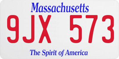 MA license plate 9JX573