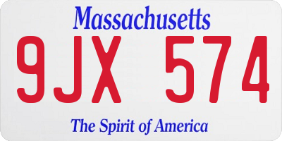 MA license plate 9JX574