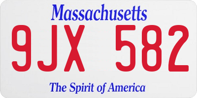 MA license plate 9JX582