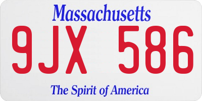MA license plate 9JX586