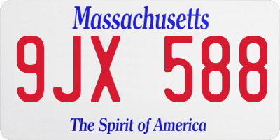 MA license plate 9JX588
