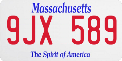 MA license plate 9JX589