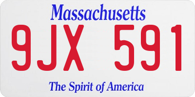 MA license plate 9JX591