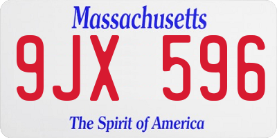 MA license plate 9JX596