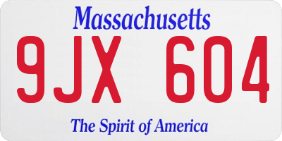 MA license plate 9JX604