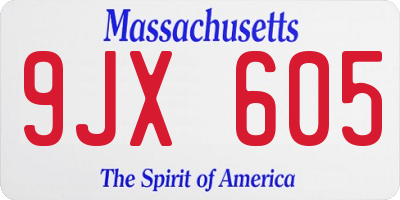 MA license plate 9JX605