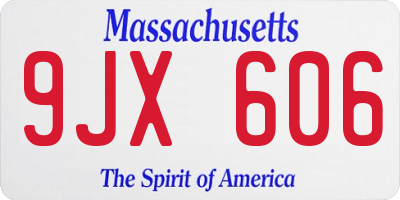 MA license plate 9JX606