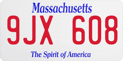 MA license plate 9JX608