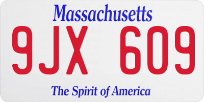 MA license plate 9JX609