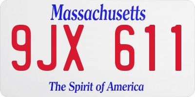 MA license plate 9JX611
