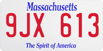 MA license plate 9JX613