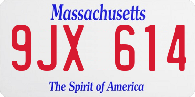 MA license plate 9JX614