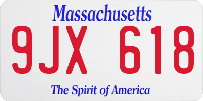 MA license plate 9JX618