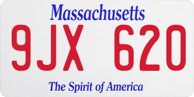 MA license plate 9JX620