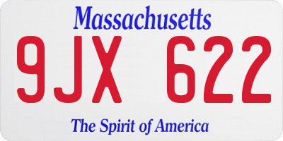 MA license plate 9JX622
