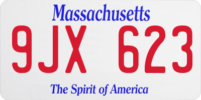 MA license plate 9JX623