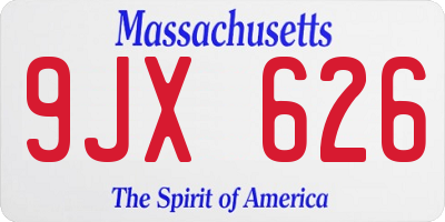 MA license plate 9JX626