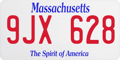 MA license plate 9JX628
