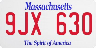 MA license plate 9JX630