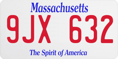 MA license plate 9JX632