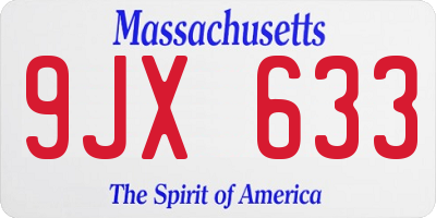 MA license plate 9JX633