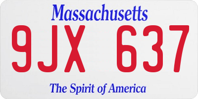 MA license plate 9JX637