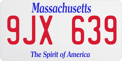 MA license plate 9JX639