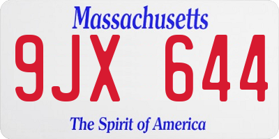 MA license plate 9JX644