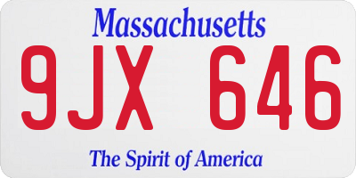 MA license plate 9JX646