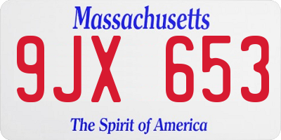 MA license plate 9JX653