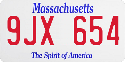 MA license plate 9JX654