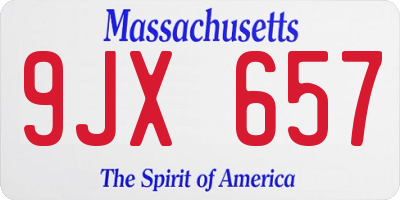 MA license plate 9JX657