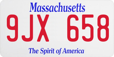 MA license plate 9JX658
