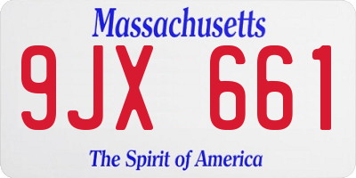 MA license plate 9JX661