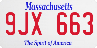 MA license plate 9JX663