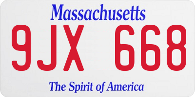 MA license plate 9JX668