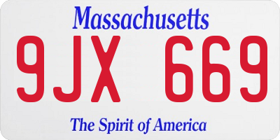 MA license plate 9JX669