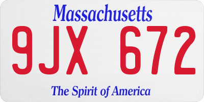 MA license plate 9JX672